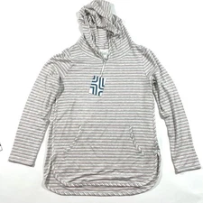 New Market & Spruce Milania French Terry Hooded Shirt Stripes Size Large