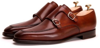 Elegante Oxford maßgeschneiderte zweifarbige braune Mönchsleder Schuhe Schnalle Riemen