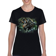 Triceratops Jungle T-Shirt Dinosaur Dino Jurassic Era Prehistoric Women's Tee