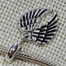 Silver Angel Wings Charm Bead for Bracelet