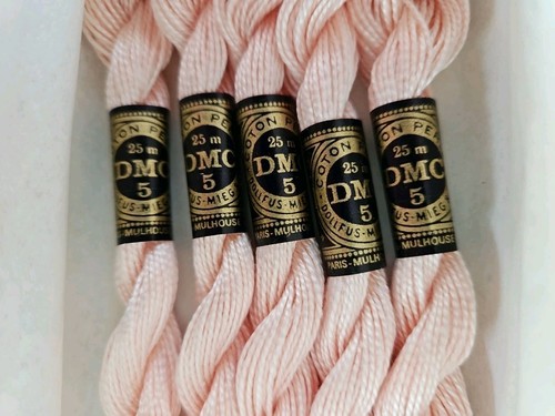 DMC Pearl Cotton (Coton Perle) Size 5 Color #819 BABY PINK Box of 5 Skeins - Picture 2 of 5