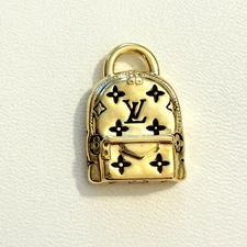 LV Zipper Pull Upcycled Charm Repurposed Gold Tone Backpack￼