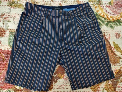 Scotch & Soda men's SHORTS, EUC 33-34 waist (Tag 32) Navy-Red-Gold Stripes