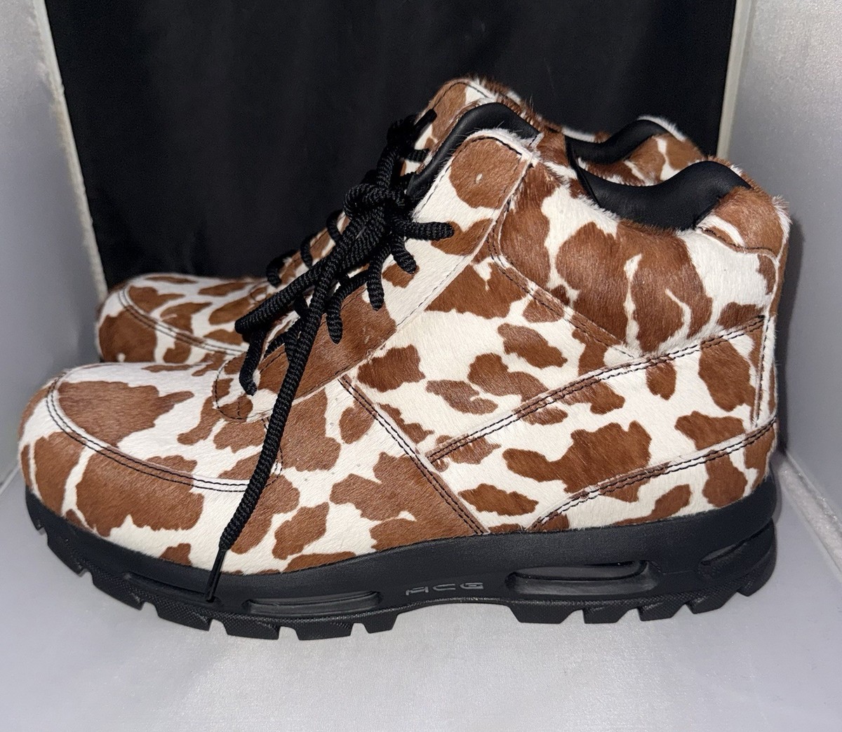 Nike Goadome Air Max ACG Boot Pony Hair Pack Brown Cow Print Men's