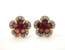 Orecchini Pasquale Bruni Figlia Dei Fiori Diamante Granato Oro Rosa 18k Fiore