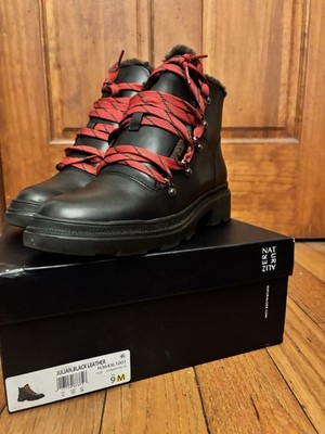 Naturalizer Women s Letter Shoes Size 9M Outside Black With Red Laces Fur Inside