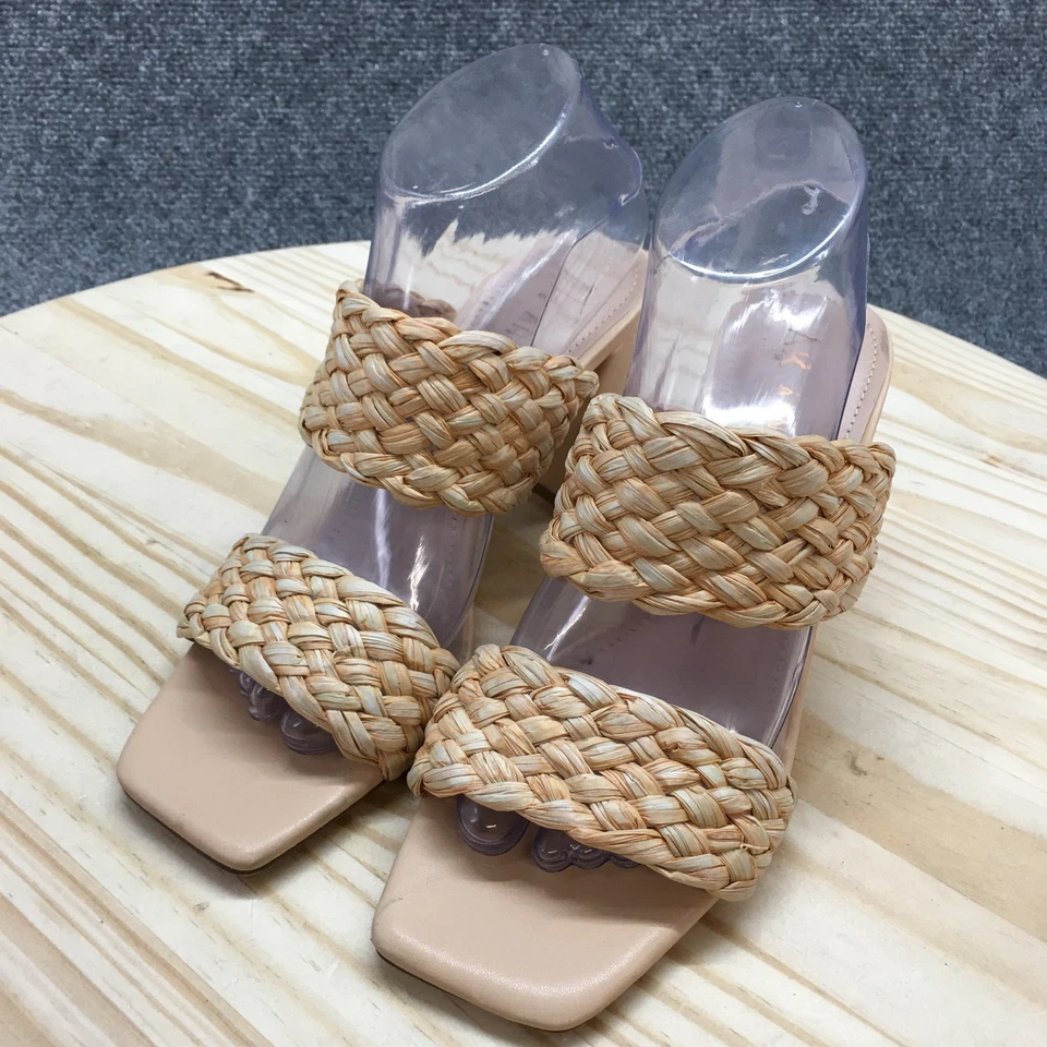 Sandalias Anne Klein para mujer 8 M May sin cordones beige imitación cuero tacones NUEVAS Foto 3 de 4