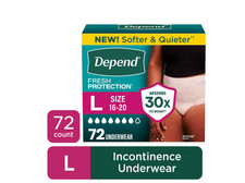 Depend Fresh Protection Women Adult Incontinence Underwear Large 72 Count