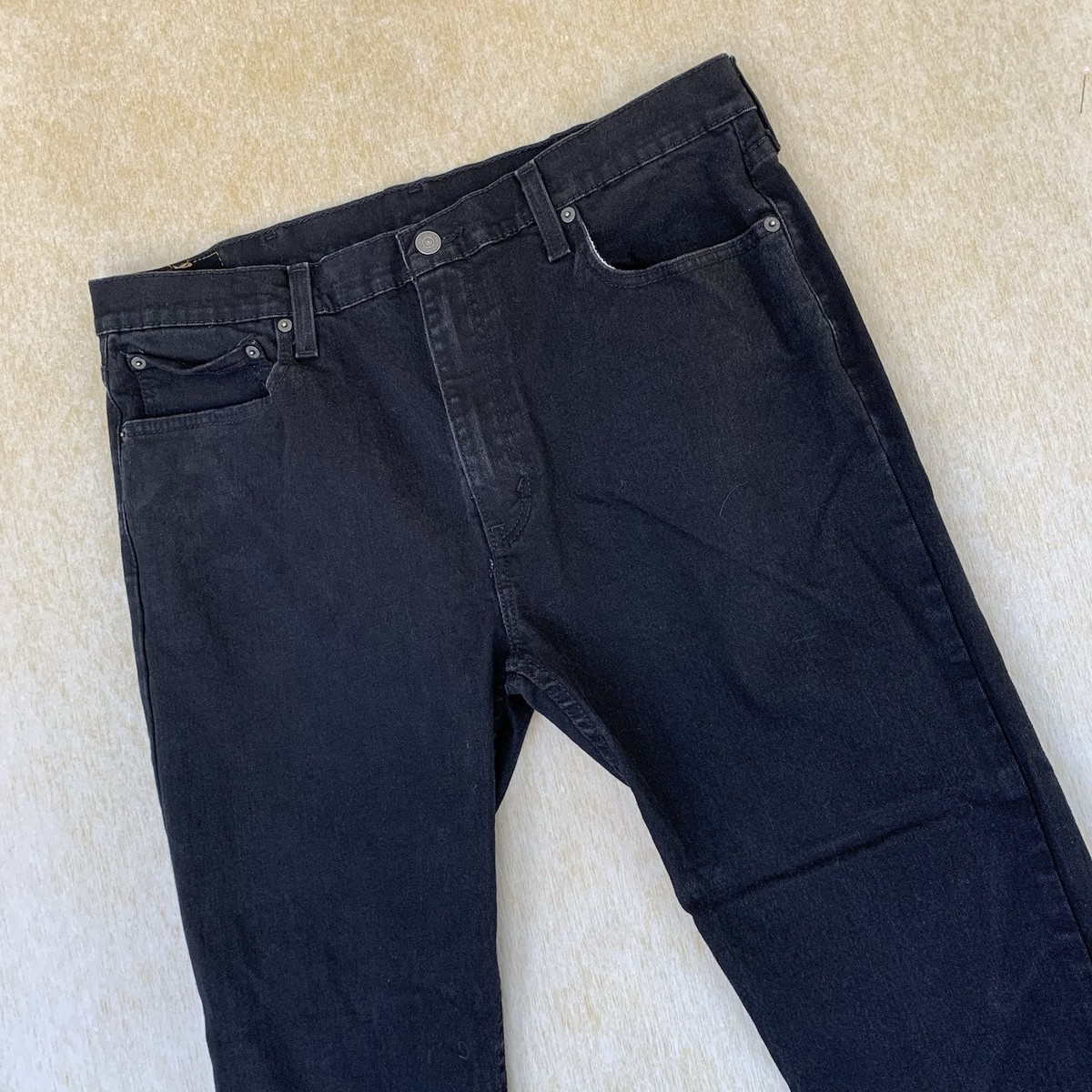 Levis 502 Jeans Mens 38x30 Black Regular Taper Fit Stretch Denim