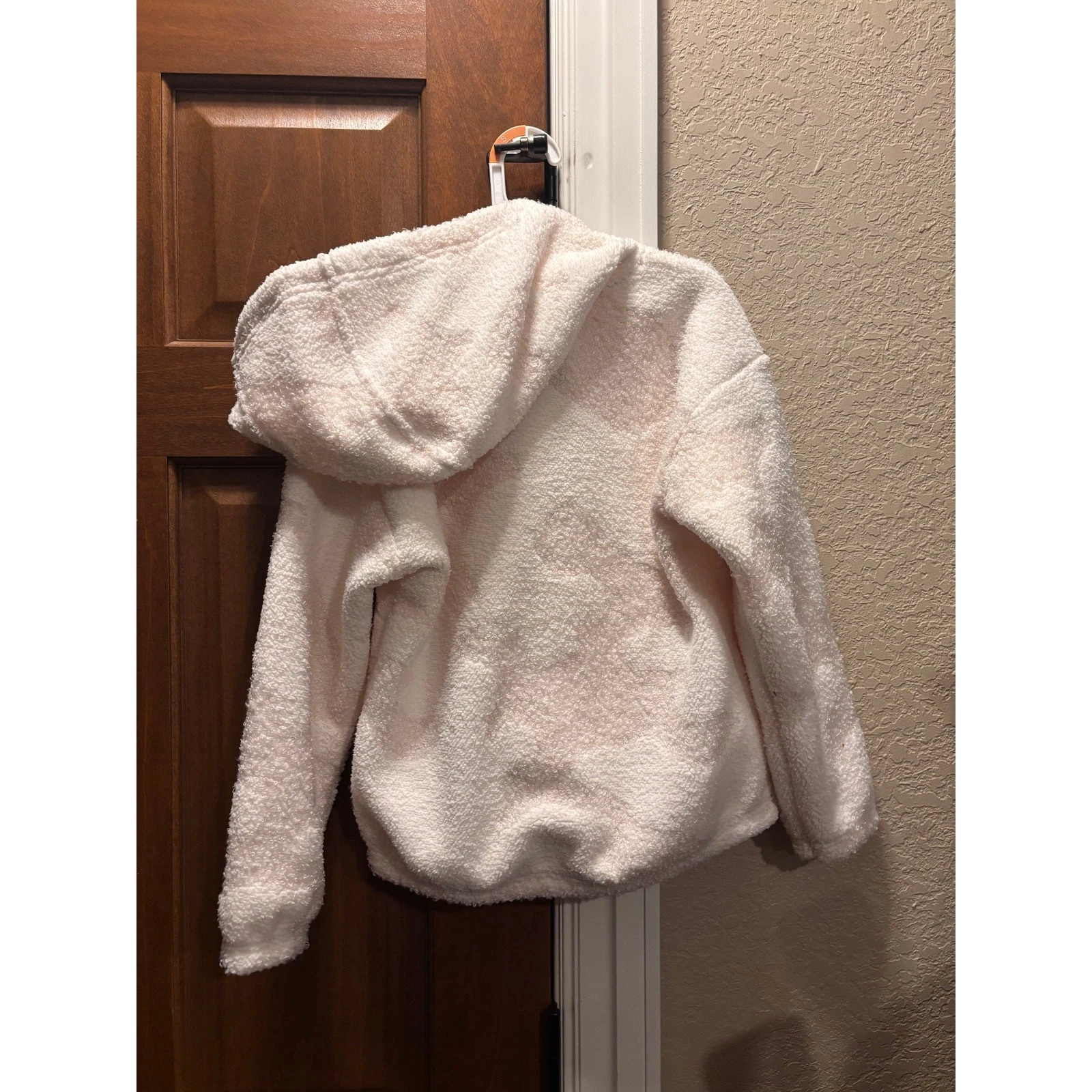 OFF WHITE Felpa con cappuccio pullover mezza zip bambina All in Motion panna morbida sfocata S 6 7