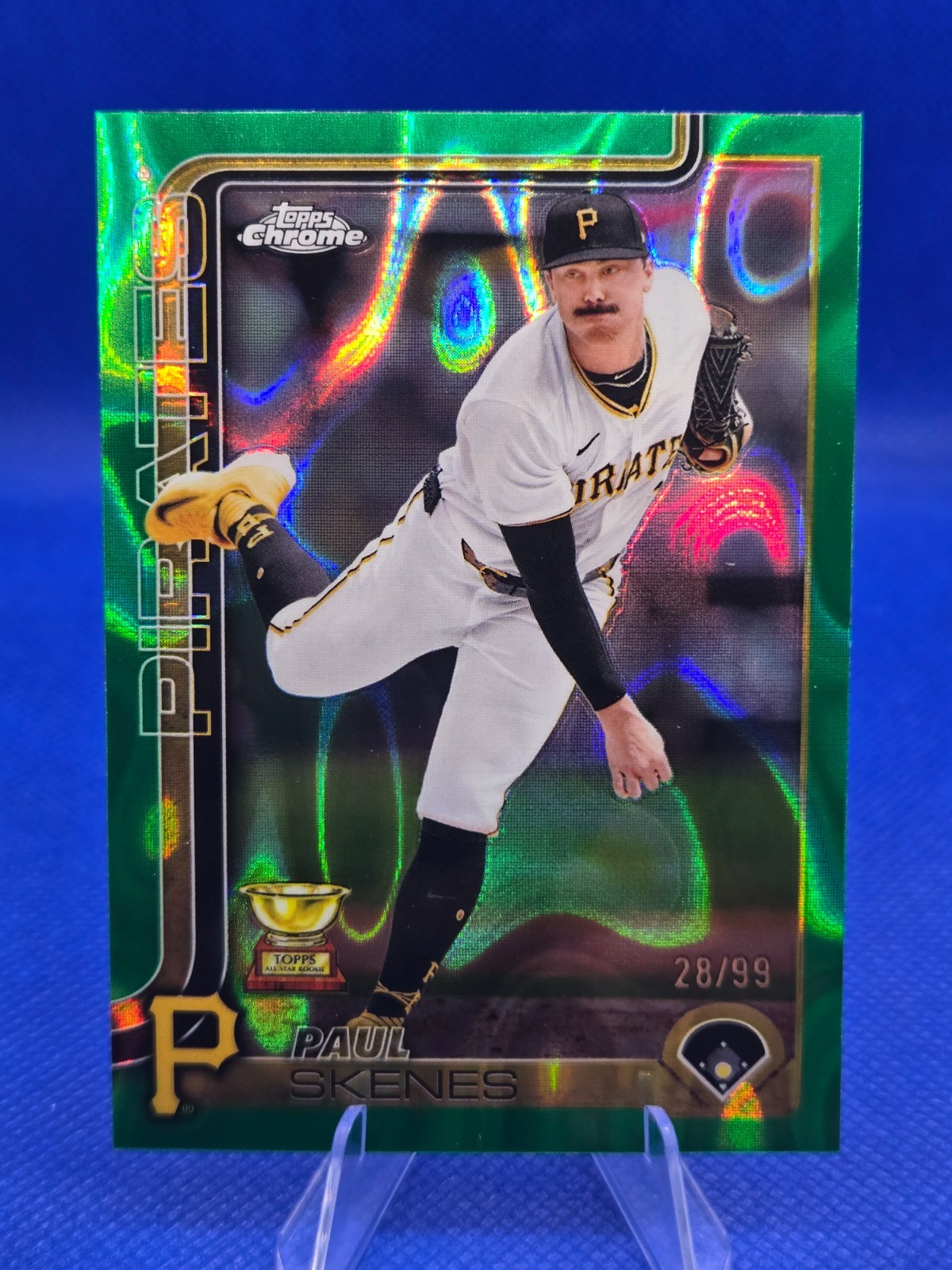 2025 Topps Chrome Paul Skenes Green Lava Refractor 28/99 Rookie Cup #300