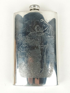 RARE Vintage Orvis Sheffield England Rose Pewter Golf Hip Flask 8oz Stamped OOAK