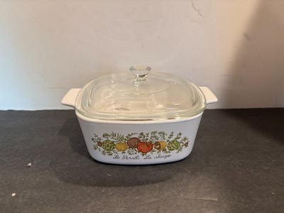 Corning Ware Casserole Pan Le Persil La Sauge 1.5qt A-1 1/2-B w/ Pyrex Lid A-7-C
