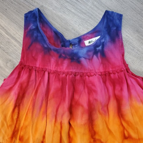 Pandemonium Girls Rainbow Tie Dyed Tiered Sundress Lined Pockets Size 8 Summer - Picture 3 of 6