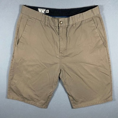 Volcom Frickin Modern Stretch Chino Shorts Mens 34 Khaki Tan Brown Skateboard