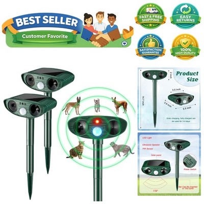 Ultrasonic Animal Repellent Outdoor Solar Powered Repeller Cat Dog Deer Deter...