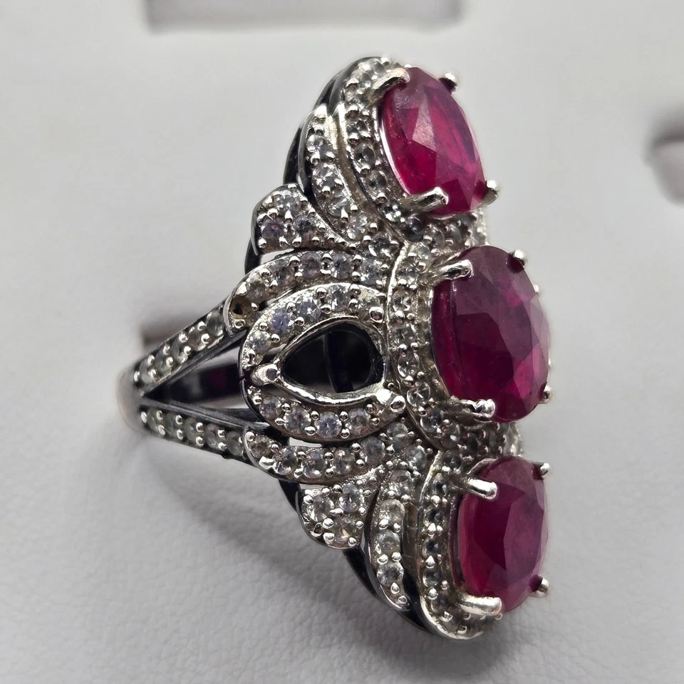 Anillo Carol Brody Rarezas Rubí Genuino Rubí Natural Declaración Esterlina Talla 8 LEER Foto 2 de 4