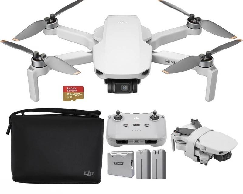 DJI Mini 2 fly more combo Camera Drone w/ Remote, Bag, 3 Batteries & 128g SD