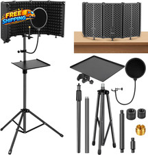 Microphone Stand with Isolation Shield Recording Studio Equipment with Pop Filte