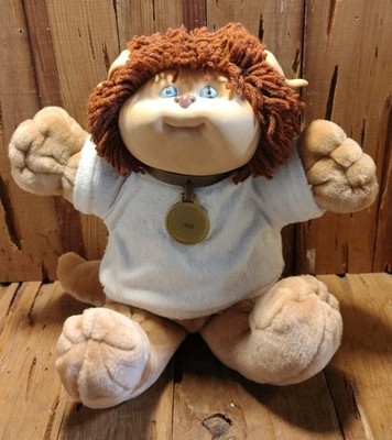 Vintage Cabbage Patch Kids Koosas Lion Doll Blue Eyes 1983 Collar Marked Zeus