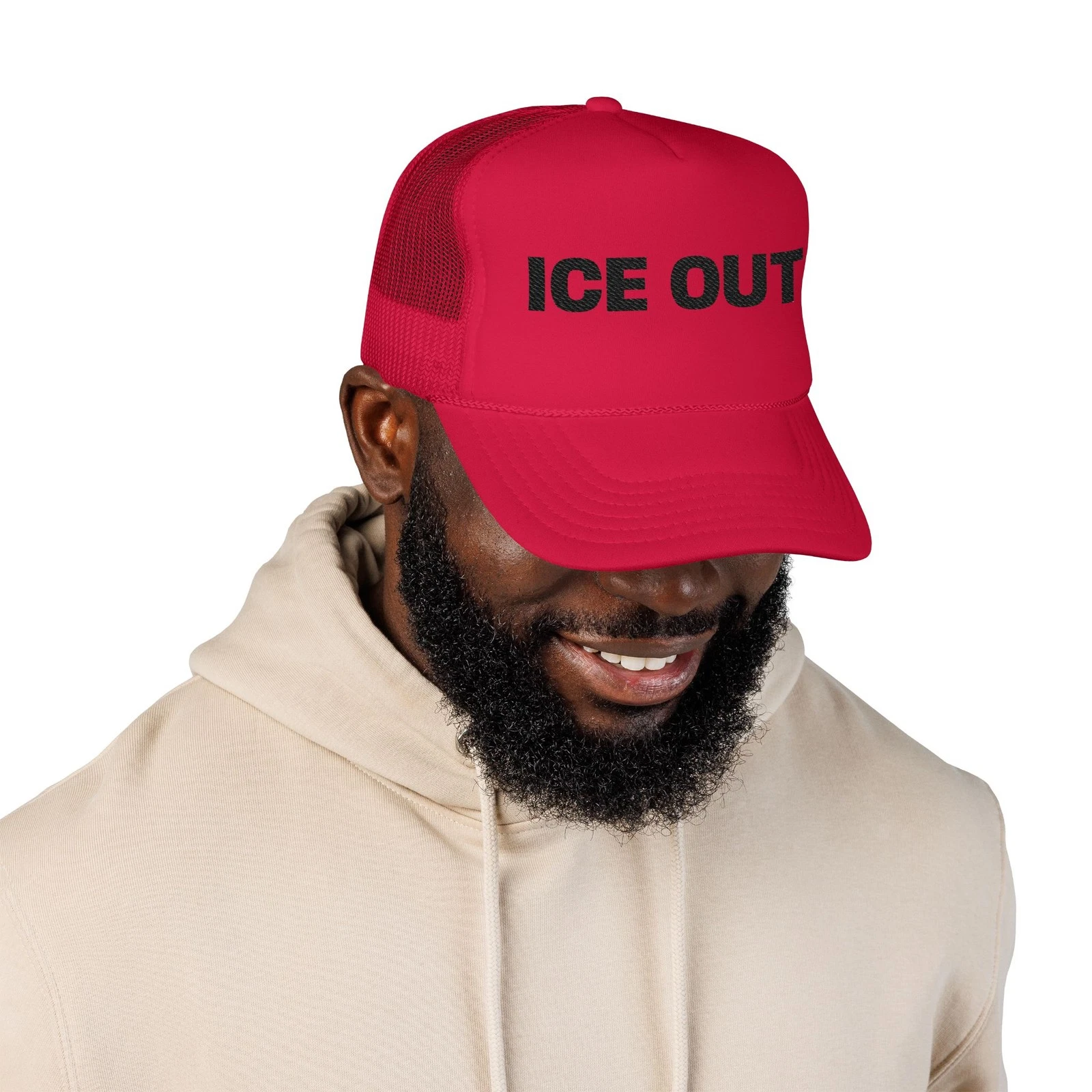 ICE OUT Trucker Hat Embroidered Foam Mesh Cap Abolish ICE Protest Hat, Protest