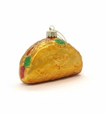 Taco Ornament Plastic Christmas Decoration With Glitter Accents Gold  Green