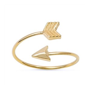 Authentic Sterling Silver 14K Yellow Gold Plated Cupid Arrow Open Ring