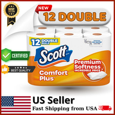 ComfortPlus Toilet Paper, 12 Double Rolls, 231 Sheets per Roll, Septic-Safe, 1-P