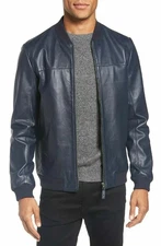 Navy Blue Soft Jacket Handmade Biker Real Lambskin Original Men Stylish Leather