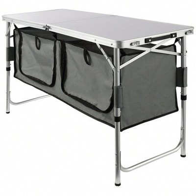 Elegant Portable 3 Height Folding Camping Kitchen Table with Sleek Travel Bag