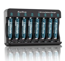 Rechargeable AAA Lithium Batteries with Charger, 8Pack Li-ion Triple a Batter...