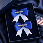 Patriotic American Flag Hair Bows Set of 2 Red White & Blue July 4th Pigtail Bow — photo 2