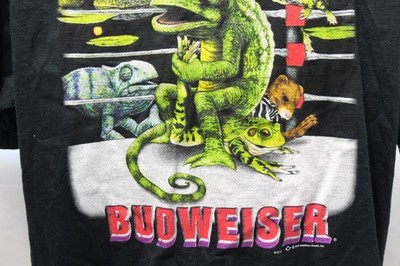 本日まで！13shopEisuke 90s Vintage Budweiser BUDWEISER Vintage 90s 1998 Lizard Wrestling WWE WWF Parody T-Shirt