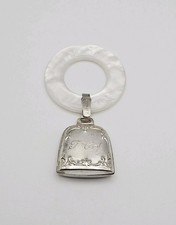 Webster Sterling Silver Antique Mother Of Pearl Engraved Baby Rattle