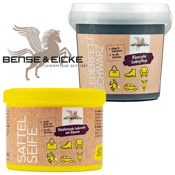 500 Ml Lederfett Schwarz + 500 Ml Sattelseife Im Set Lederpflege Ledereinigung-image