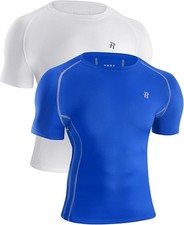 2 Pack Mens Compression Shirts Gym Bodybuilding Base Layer Quick Dry Muscle Fit