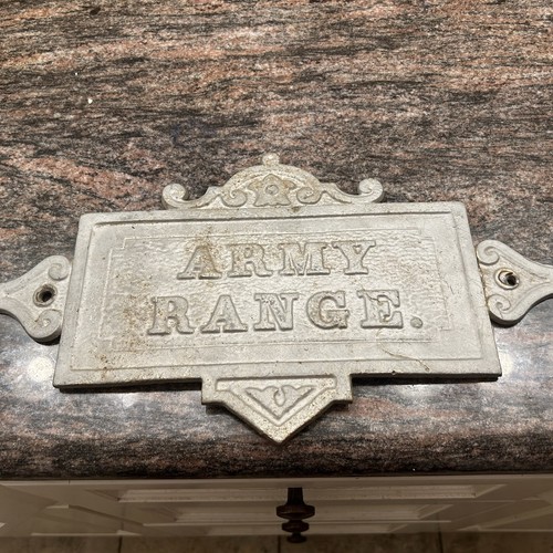 Antique Army Sign From Old Fort Base Plaque Cast Iron Metal 15 x 9