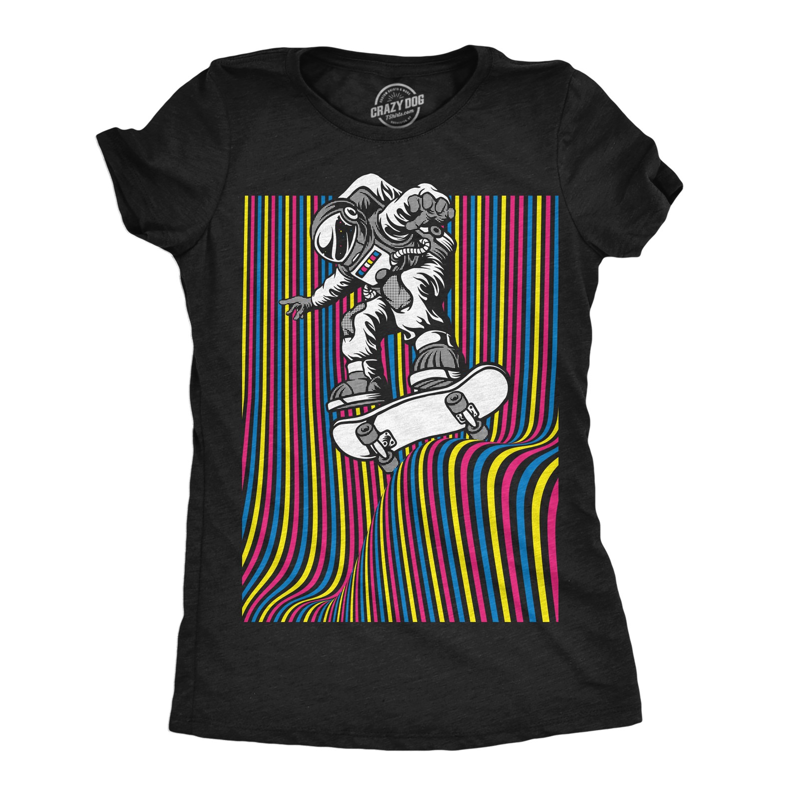 Womens Astronaut Skater Funny T Shirt Skateboard Graphic Tee for Ladies
