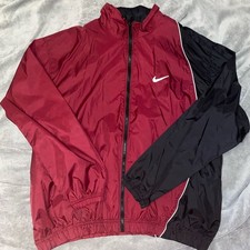 Vintage 90s Nike Full-Zip Windbreaker Jacket Maroon Black Size XL