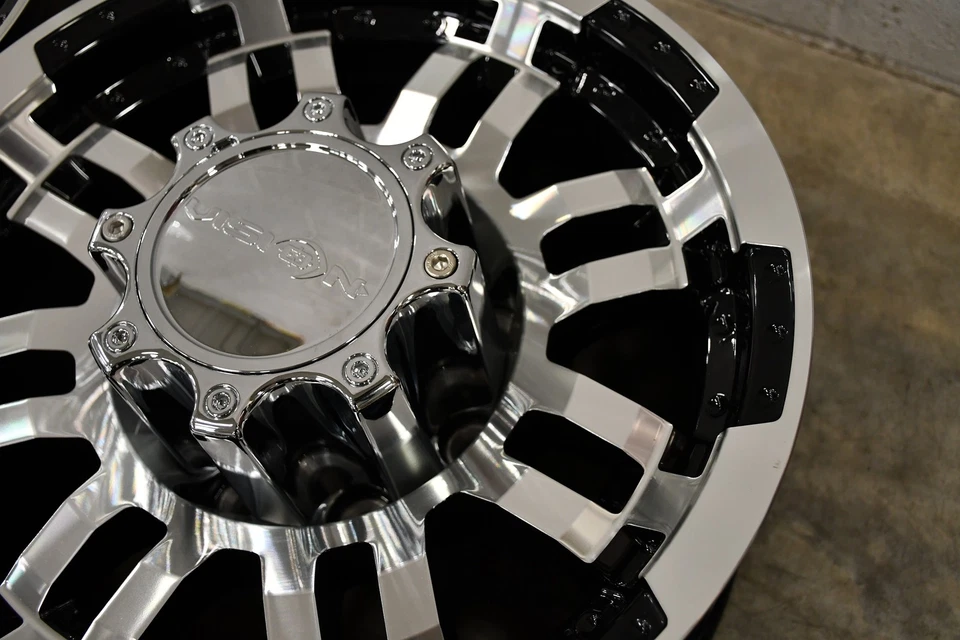 Rueda frontal mecanizada negra brillante Vision 375 Warrior 17" llanta 17x8,5 6x5,5 25 mm Foto 3 de 4