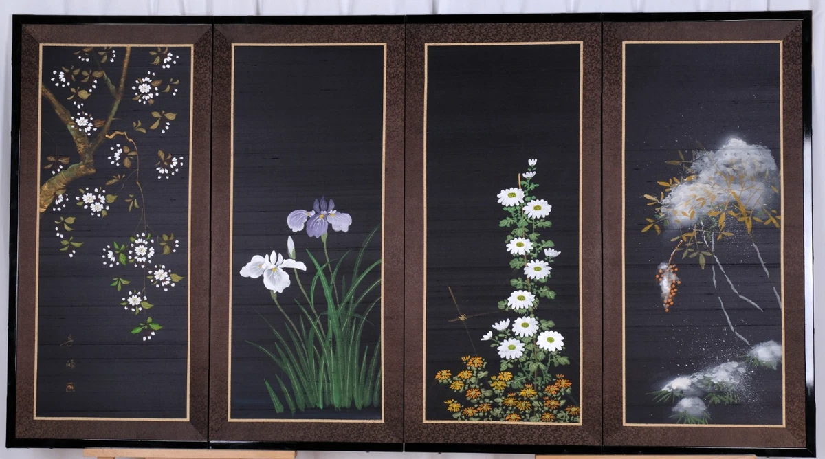 王一博 4枚屏風 3セット❣️確認用❣️0228 伊藤若冲の「鶏図押絵貼屏風」に見入る人々＝20日、福岡県太宰府市の