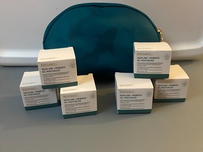 NEW Luxury Biossance Makeup Bag w/ 6 Squalene & Probiotic Gel Moisturizers 90 ml
