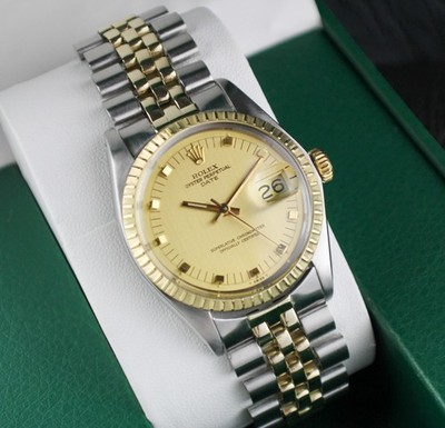 Men's Rolex Date  Watch 1505 Champagne Dial 34mm with US 14k  two tone band