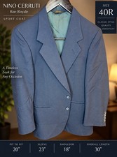 Nino Cerruti Blue Solid Sport Coat 40R 2-Button Notch Lapel Single-Breasted