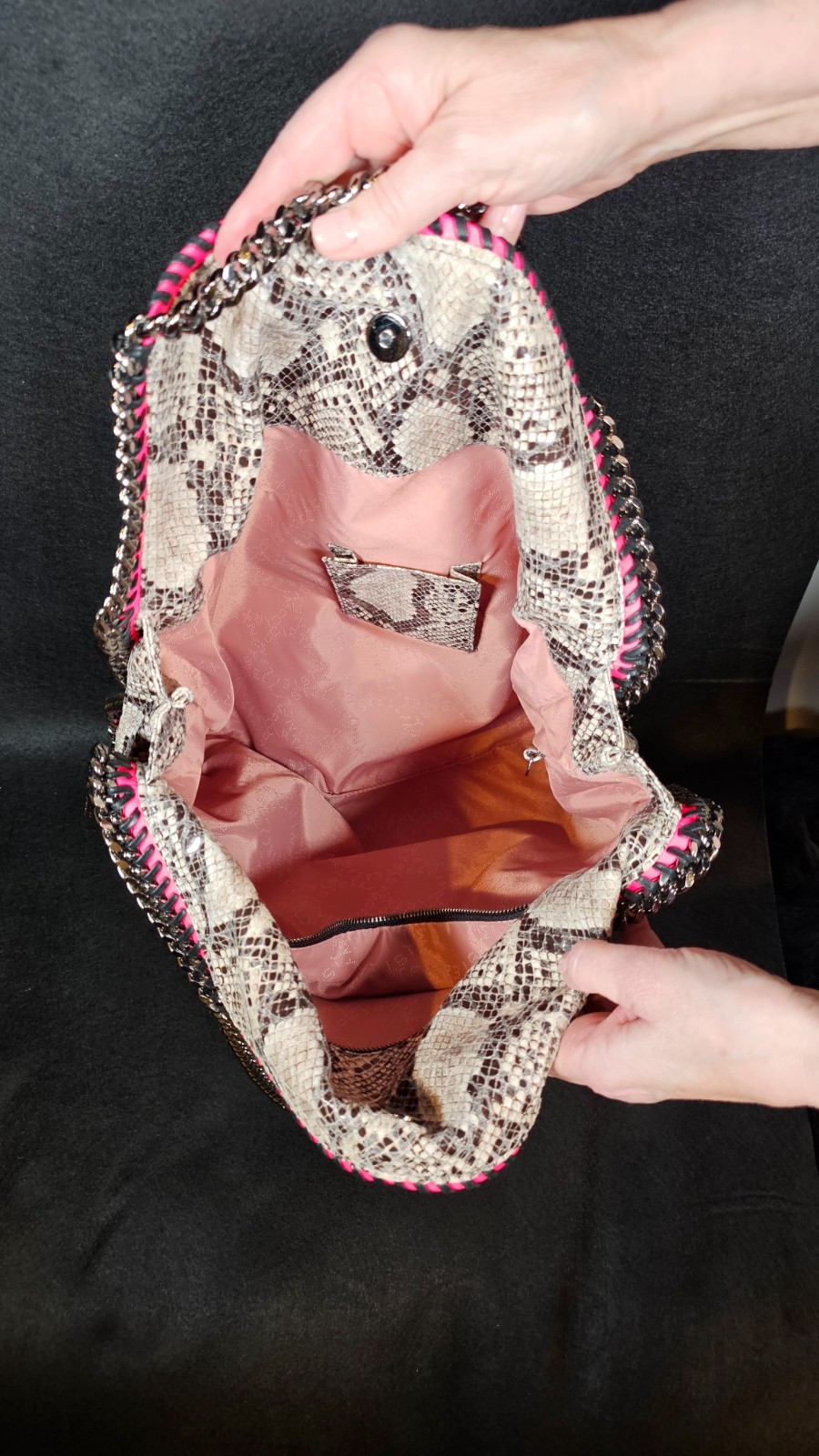 STELLA MCCARTNEY Python Printed Large Tote Gunmet… - image 3