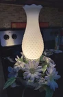 VTG White Hobnail Milk Glass Hurricane  Lamp FLORAL Base BOWL 16"