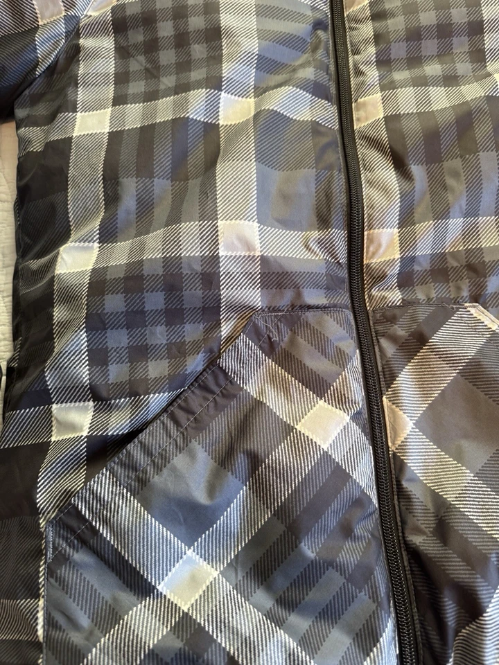 Columbia Niños Niños Invierno Chaqueta Reversible 14-16 L Con Capucha Puffer Cremallera Cuadros Foto 4 de 4