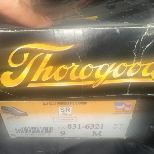 Thorogood Poromeric Academy Oxford Nero 831-6321 Uomo 9 M Donna 11 Lucido RARO - Foto 2 di 7