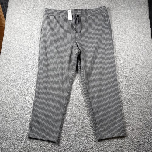 Loft Pants Womens XL Pull On Drawstring Pinstripe Gray Stretch Casual Lounge NWT