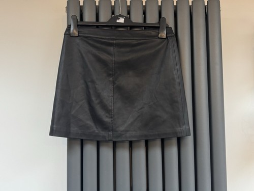 All saints black faux leather Lena skirt size 8 lined exposed front zip - Picture 4 of 5